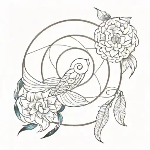 dream catcher with koi fish yin yang tattoo design idea