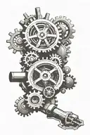 Design a tattoo of a consultant giving a presentation, with elements of gears and graphs to represent problem-solving and analysis tattoo design idea