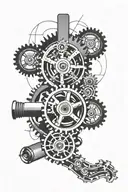Design a tattoo of a consultant giving a presentation, with elements of gears and graphs to represent problem-solving and analysis tattoo design idea