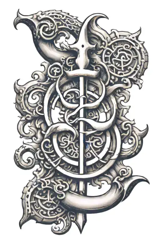 trishul trident with a mantra om tryambakam yajamahe in sanskrit tattoo design idea