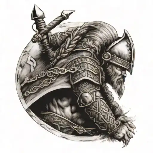 viking warrior no armor tattoo tattoo design idea