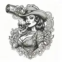 Pinup Girl drinking Beer tattoo design idea