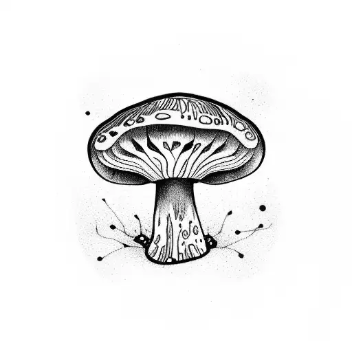 A psychedelic mushroom growing out of a vinyl record tattoo design idea
