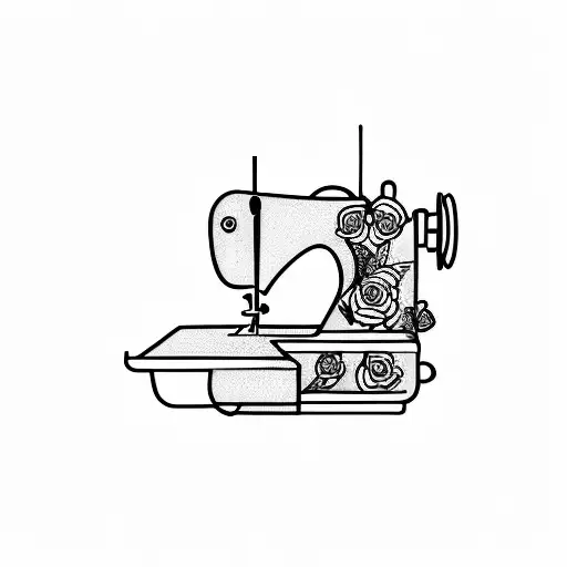 Sewing machine with flowers tattoo design idea