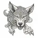 celtic wolf, hound, warrior  tattoo design idea