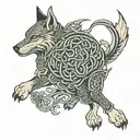 celtic wolf, hound, warrior  tattoo design idea