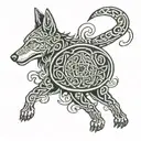 celtic wolf, hound, warrior  tattoo design idea