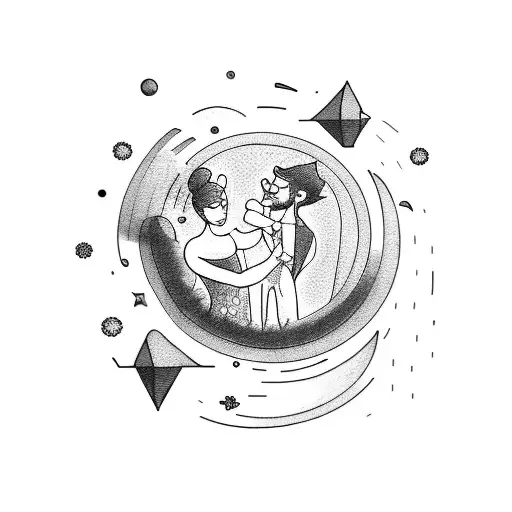 couple dancing under street lamp tattoo design idea