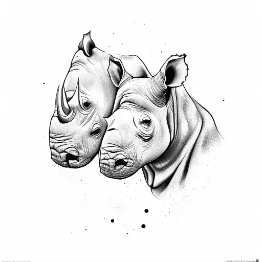 rhino head with a male nurse body tattoo design idea