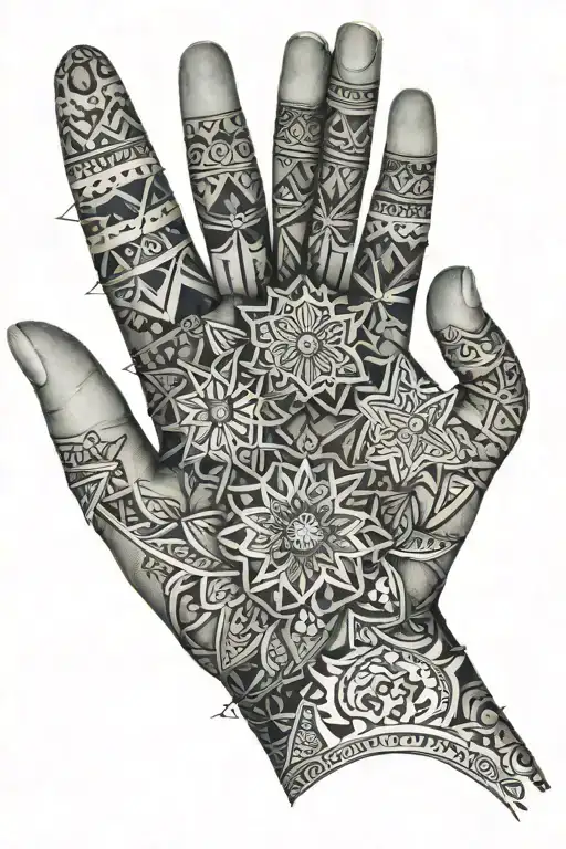 geometric henna tattoo on hands tattoo design idea