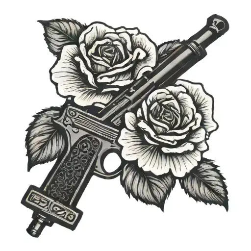 rose uzi tattoo design idea