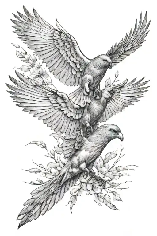 animals birds flying towards tattoo design idea
