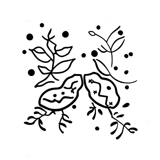 two mangos on branch with red polka dot ribbon  tattoo design idea