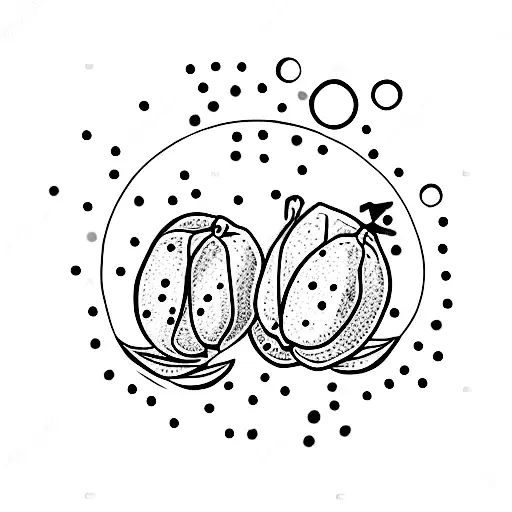 two mangos with red polka dot ribbon  tattoo design idea