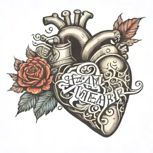 anatomical heart with the phrase "I'm near" inside Tattoo Design tattoo design idea