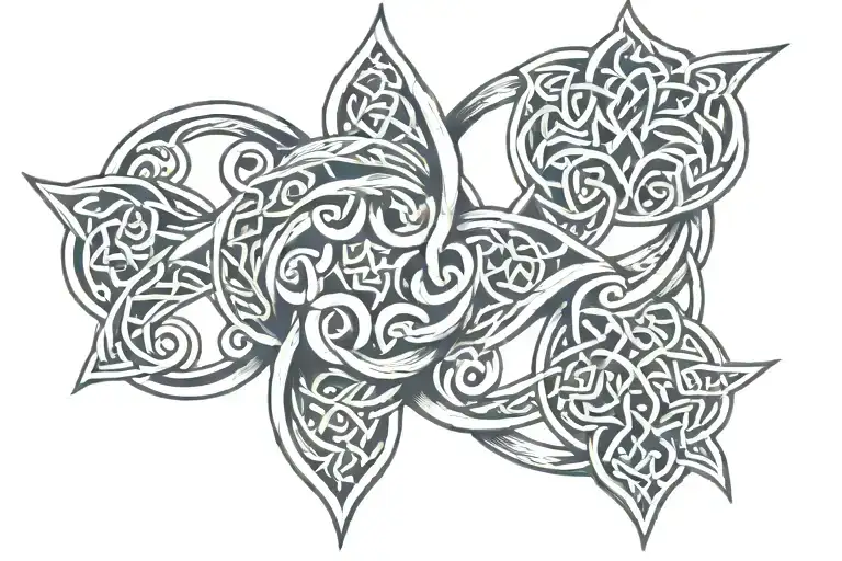 Celtic Knot Patterns: These can twist around the arm to form a continuous band, symbolizing infinity and connection  tattoo design idea