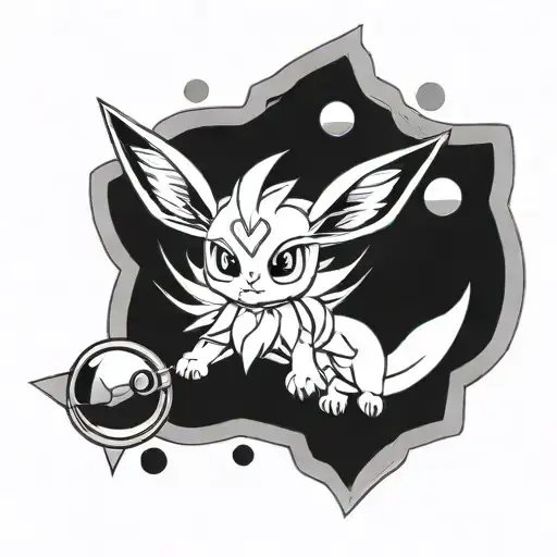 eeveelution on poke ball playing tattoo design idea
