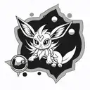 eeveelution on poke ball playing tattoo design idea