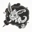eeveelution on poke ball playing tattoo design idea