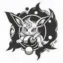 eeveelution on poke ball playing tattoo design idea