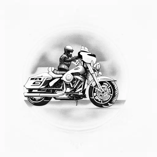 Harley Davidson motorcycle racing on ocean waves tattoo design idea