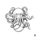 Mechanical octopus holding a bowling ball tattoo design idea