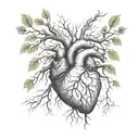 human heart and tree and roots  tattoo design idea