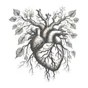 human heart and tree and roots  tattoo design idea