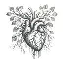 human heart and tree and roots  tattoo design idea