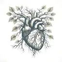 human heart and tree and roots  tattoo design idea