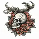 skull and roses with scorpion climbs tattoo design idea