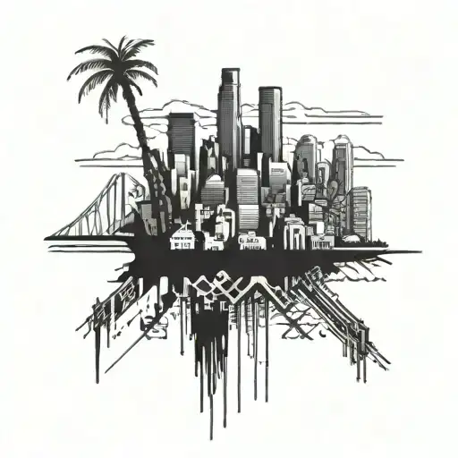 Los Angeles cityscape tattoo design idea