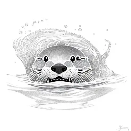 swimming otter drawing
