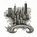 Chicago skyline with waterfront tattoo design idea
