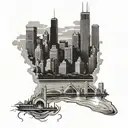 Chicago skyline with waterfront tattoo design idea