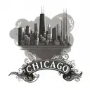Chicago skyline with waterfront tattoo design idea