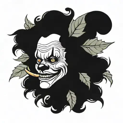 weed clown face tattoo design idea