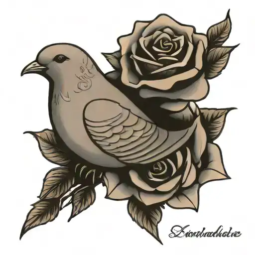dove and rose made out of money tattoo design idea