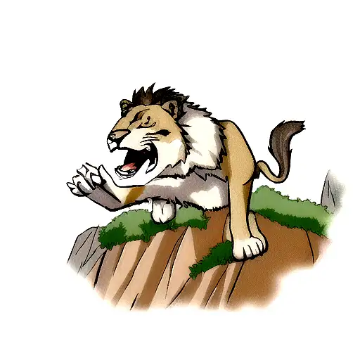 roar of a lion on a cliff  tattoo design idea