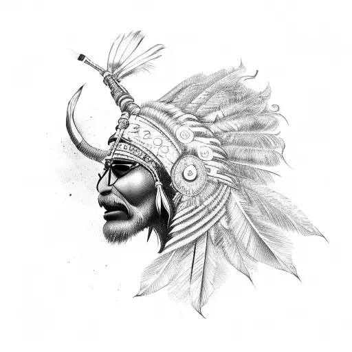 victorious indian trampling on corpses tattoo design idea