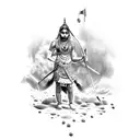 victorious indian trampling on corpses tattoo design idea