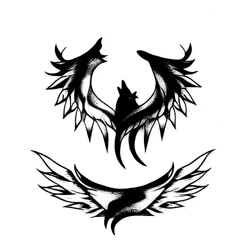 three wolves with wings tattoo design idea