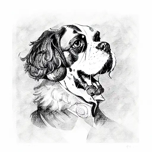 king charles cavalier tattoo design idea