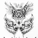 three wolves with wings tattoo design idea