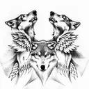 three wolves with wings tattoo design idea