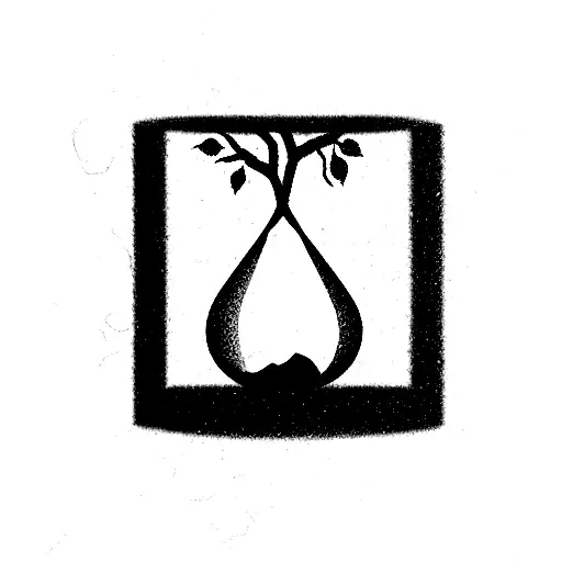 an hourglass with a tree inside from which leaves fall and which replaces the sand tattoo design idea