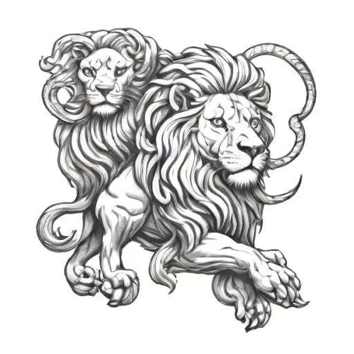 leo and virgo (Lion and RAM) tattoo design idea