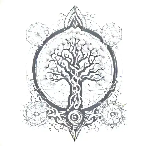 tree sacred geometry spirit totem tattoo design idea