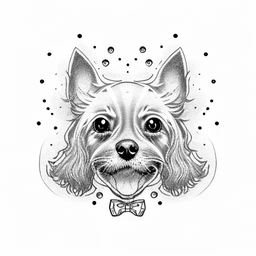 dog with a wine glass tattoo design idea