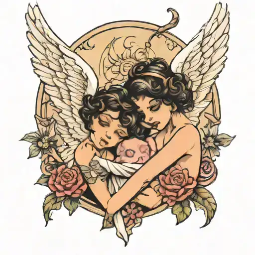 angels cupids love tattoo design idea